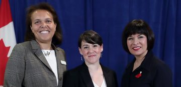 Image showing Dr Ogilvie, Ginette Petitpas Taylor, Federal Health Minister, and Genesa Greening, President and CEO BC Women’s Health Foundation.